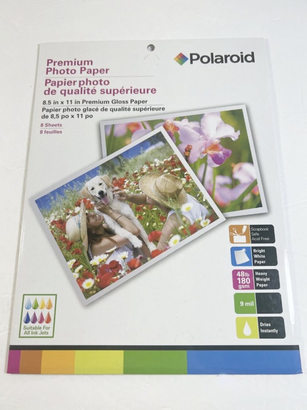 New/Sealed package 8 sheets of Polaroid 8.5 x 11 inch premium gloss photo paper